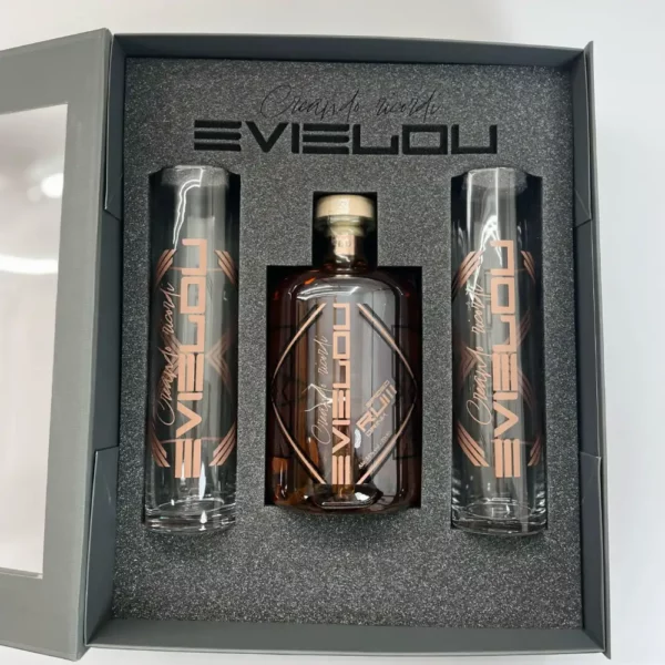 Evielou Rum 70cl And Glasses Collection